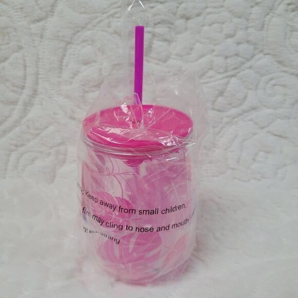 T-Mobile Tropical Tumbler Lid Straw Pink Tropical Palm Leaf Design Plastic New - Picture 7 of 7